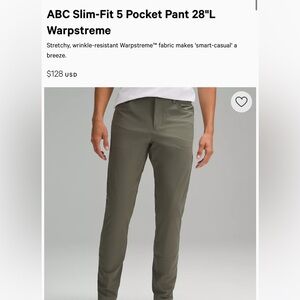 ABC Slim-Fit 5 Pocket Pant 32x30 - Olive Green